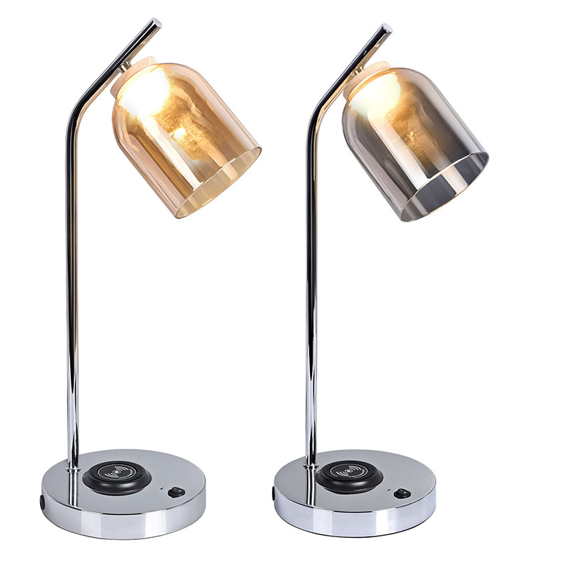 QI şüşə kölgəli led stolüstü lampa