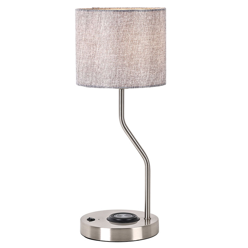 Simsiz telefon şarj cihazı parça kölgəsi olan stolüstü lampa